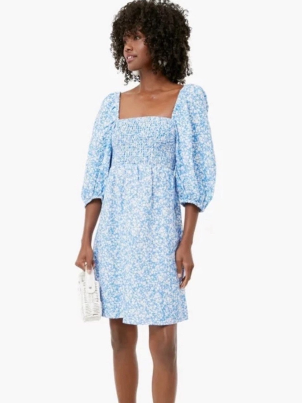 Tuckernuck x Cameron Eubanks Floral Square-Neck Puff-Sleeve Mini Dress Size XS